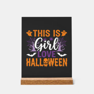 Mädchen Lieben Halloween-Geister-Design_1 Acrylschild