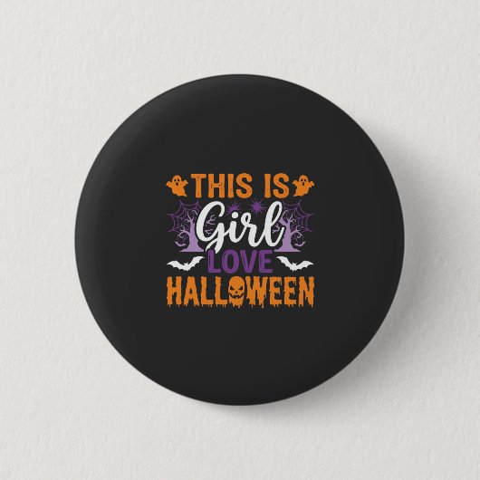 Mädchen Lieben Halloween-Geister-Design_1 Button (Vorderseite)