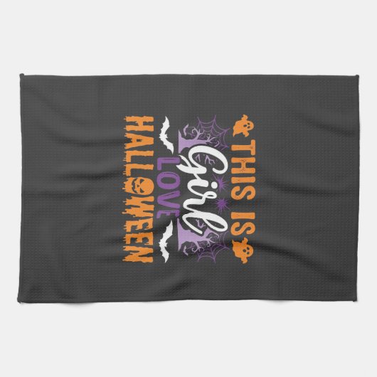 Mädchen Lieben Halloween-Geister-Design_1 Geschirrtuch (Horizontal)