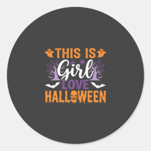 Mädchen Lieben Halloween-Geister-Design_1 Runder Aufkleber