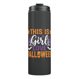 Mädchen Lieben Halloween-Geister-Design_1 Thermosbecher