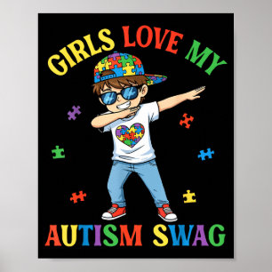 Mädchen lieben meinen Autismus-Swag-Dabbing-Jungen Poster