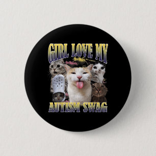 Mädchen lieben meinen Autismus-Swag lustiges Katze Button
