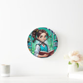 Mädchen lieben Wissenschaft! Runde Wanduhr (Zuhause)