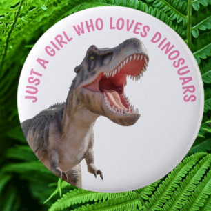 MÄDCHEN liebt Dinosaurier Button