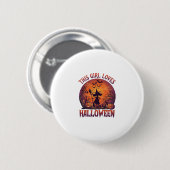 Mädchen liebt Halloween Hexe Kürbisse Fledermäuse_ Button (Vorne & Hinten)