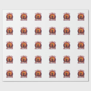 Mädchen liebt Halloween Hexe Kürbisse Fledermäuse_ Geschenkpapier