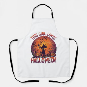 Mädchen liebt Halloween Hexe Kürbisse Fledermäuse_ Schürze