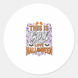 Mädchen Liebt Halloween Vintage Süßer Gruseliger T Runder Aufkleber