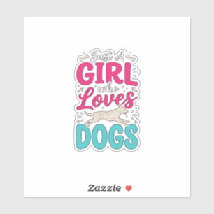 Mädchen liebt Hunde Vintage-Stich-Typografie-Desig Aufkleber