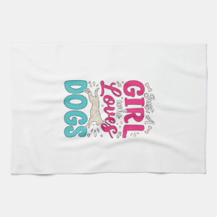 Mädchen liebt Hunde Vintage-Stich-Typografie-Desig Geschirrtuch