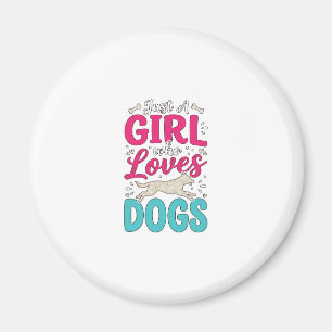 Mädchen liebt Hunde Vintage-Stich-Typografie-Desig Magnet