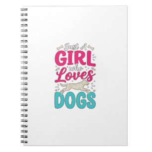 Mädchen liebt Hunde Vintage-Stich-Typografie-Desig Notizblock
