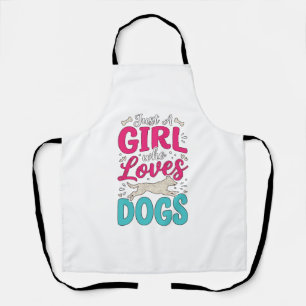 Mädchen liebt Hunde Vintage-Stich-Typografie-Desig Schürze