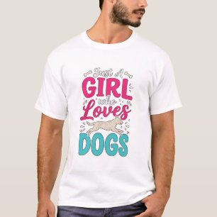 Mädchen liebt Hunde Vintage-Stich-Typografie-Desig T-Shirt