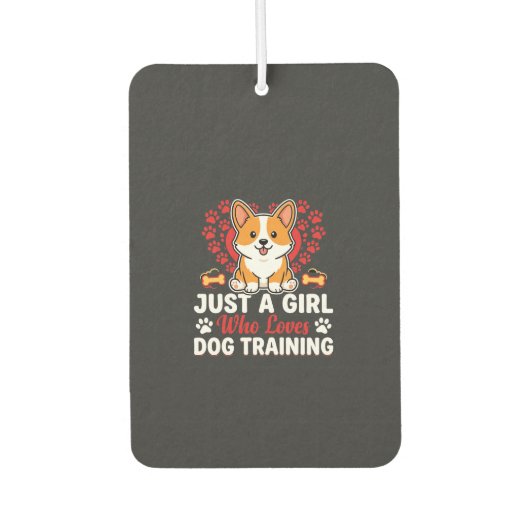Mädchen liebt Hundetraining Corgi Autolufterfrischer (Vorderseite)
