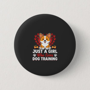 Mädchen liebt Hundetraining Corgi Button
