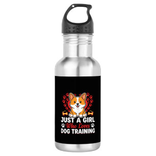 Mädchen liebt Hundetraining Corgi Edelstahlflasche