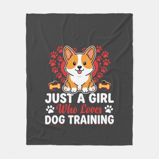 Mädchen liebt Hundetraining Corgi Fleecedecke (Vorderseite)
