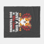 Mädchen liebt Hundetraining Corgi Fleecedecke (Vorderseite (Horizontal))