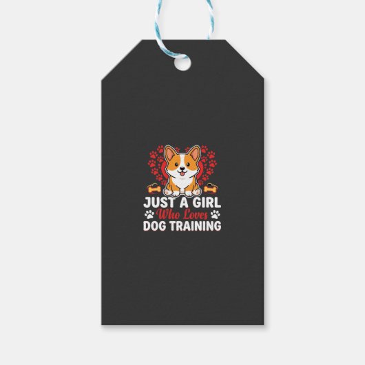 Mädchen liebt Hundetraining Corgi Geschenkanhänger (Vorderseite)