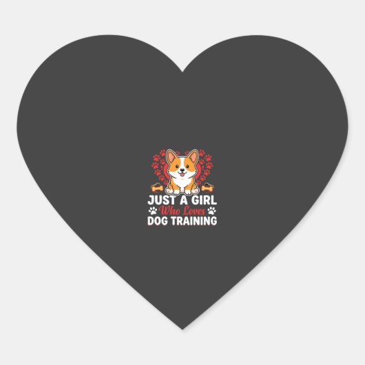 Mädchen liebt Hundetraining Corgi Herz-Aufkleber (Vorderseite)