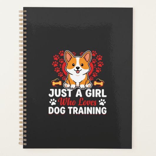 Mädchen liebt Hundetraining Corgi Planer (Vorderseite)