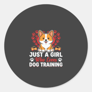 Mädchen liebt Hundetraining Corgi Runder Aufkleber