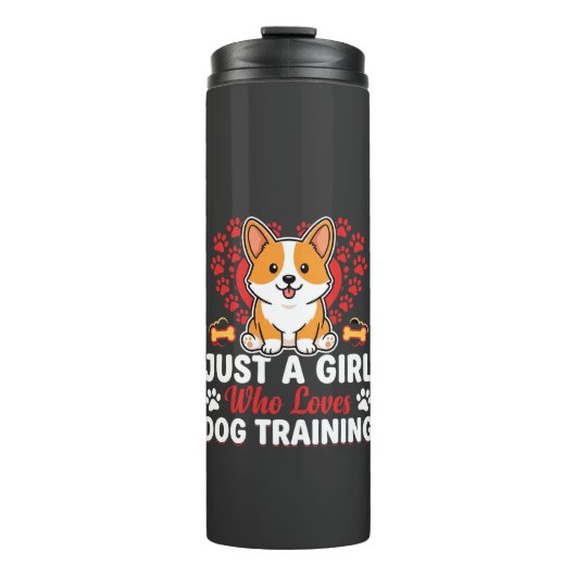 Mädchen liebt Hundetraining Corgi Thermosbecher (Vorderseite)