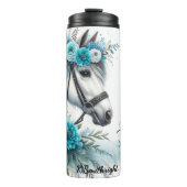 Mädchen liebt Pferde Florale Eleganz Thermosbecher (Vorderseite)