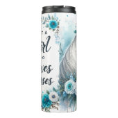 Mädchen liebt Pferde Florale Eleganz Thermosbecher (Rückseite)