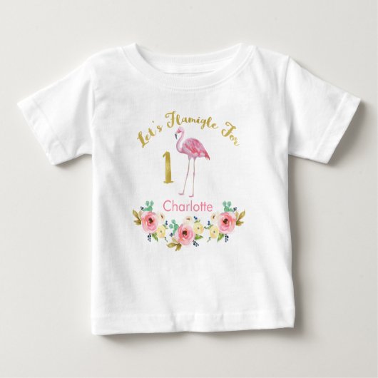 Mädchen Ließ Flamingle 1. Geburtstag Shirt (Vorderseite)