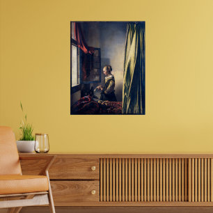 Mädchen liest Brief am offenen Fenster Vermeer Poster