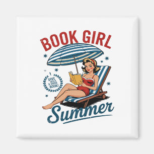 Mädchen liest Buch Sommer Lustiger Strandurlaub fü Magnet