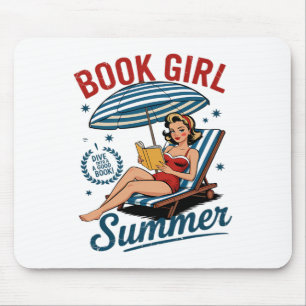 Mädchen liest Buch Sommer Lustiger Strandurlaub fü Mousepad