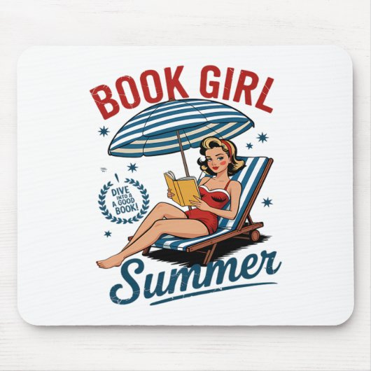 Mädchen liest Buch Sommer Lustiger Strandurlaub fü Mousepad (Vorne)
