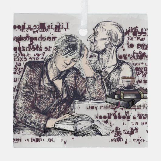 Mädchen liest ein Buch Ornament Aus Glas (Rückseite)