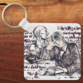 Mädchen liest ein Buch Schlüsselanhänger (Vorderseite)