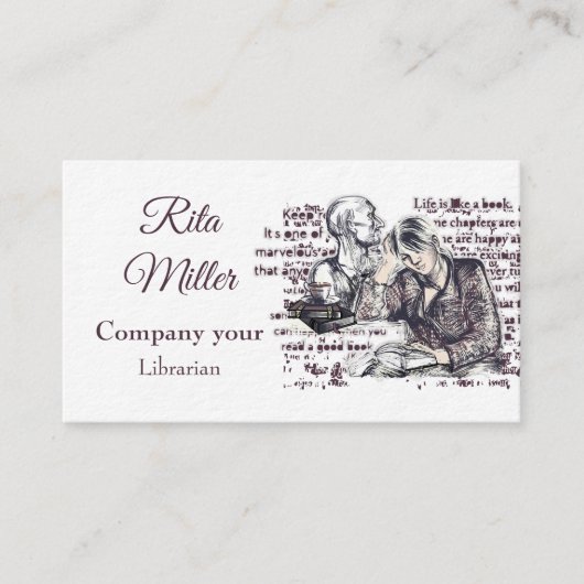 Mädchen liest ein Buch Visitenkarte (Vorderseite)