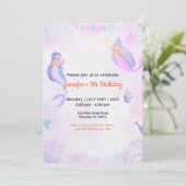 Mädchen Lila Angel Thema Einladung (Stehend Vorderseite)