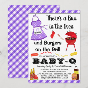 Mädchen Lila Barbecue Baby Shower Einladung