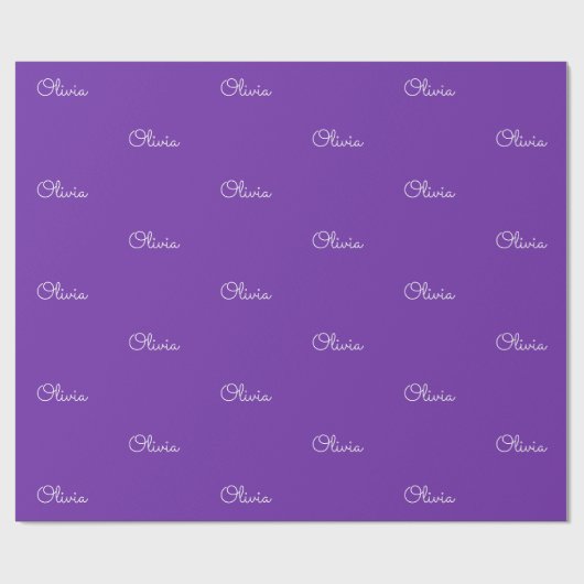 Mädchen Lila Benutzerdefinierter Name Geschenk Geschenkpapier (Flach)