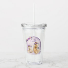 Mädchen Lila Blumen Pferd Acryltrinkbecher