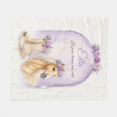 Mädchen Lila Blumen Pferd Fleecedecke (Vorderseite (Horizontal))