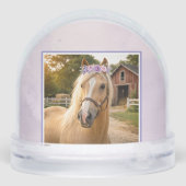 Mädchen Lila Blumen Pferd Schneekugeln (Rückseite)