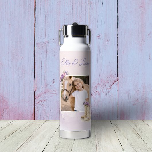 Mädchen Lila Blumen Pferd Trinkflasche