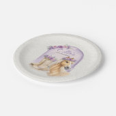 Mädchen Lila Blumige Pferd Geburtstag Papier Telle Pappteller (Schrägansicht)