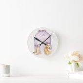 Mädchen Lila Blumiges Pferd Runde Wanduhr (Zuhause)