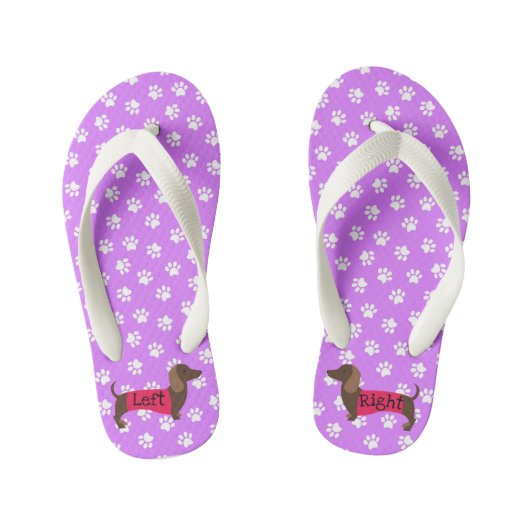 Mädchen Lila Dackel Flip Flops Kinderbadesandalen (Fußbett)