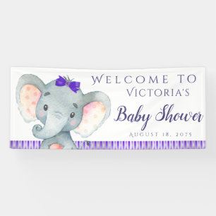 Mädchen Lila Elefant Baby Shower Banner